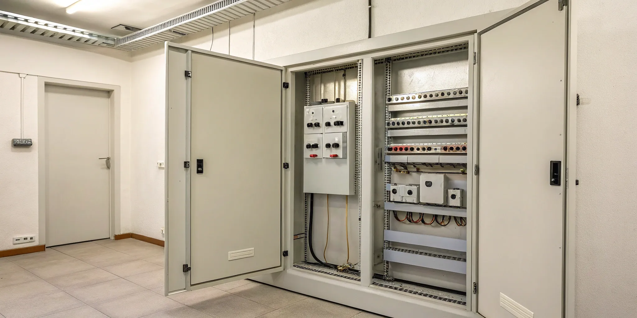 Electrical room with switchgear panels
